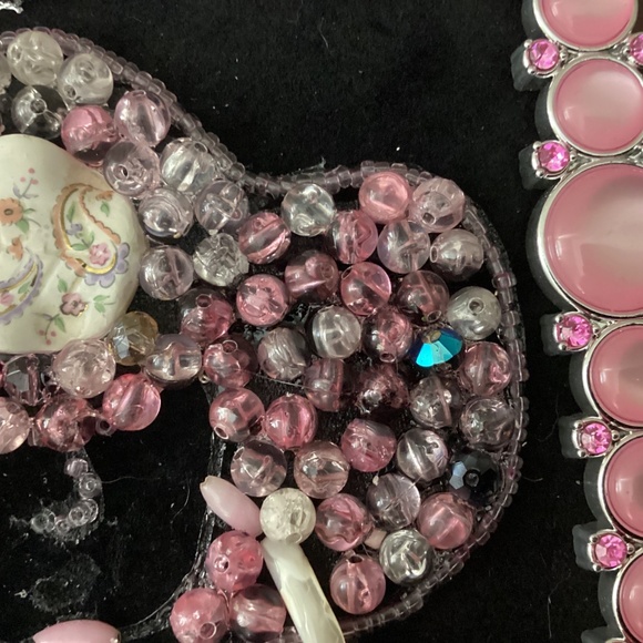 Handcrafted jewelry art Lady pink iridescent beads earrings necklace pearls - Picture 5 of 9